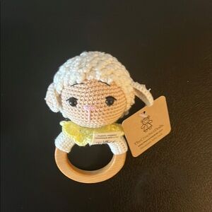 Handmade Crochet Lamb Rattle - Cream and Yellow